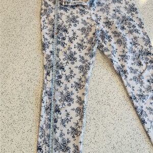 Mario Serrani White and Blue Floral Pants